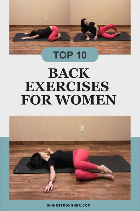 Discover the ultimate back-strengthening routine for women of all fitness levels! 💪 These 10 powerful exercises blend equipment and bodyweight moves to tone, strengthen, and sculpt your back muscles. Say goodbye to back pain and hello to improved posture! Whether you're a beginner or fitness enthusiast, these exercises will help you shine stronger. Ready to transform your back and boost your confidence? #BackExercisesForWomen #BackStrengthening Middle Back Exercises Women, Back And Shoulders Workout Women, Back Excersise For Women, Best Back Exercises For Women, Middle Back Exercises, Back Workout Women At Home, Back Exercises For Women, Poster Workout, Tone Your Back