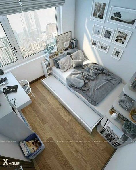 Small College Apartment Bedroom, Bedroom Design Ideas Simple, College Bedroom Apartment, Small Apartment Bedrooms, Deco Studio, Small Bedroom Designs, Apartment Bedroom, Simple Room, Small Room Design