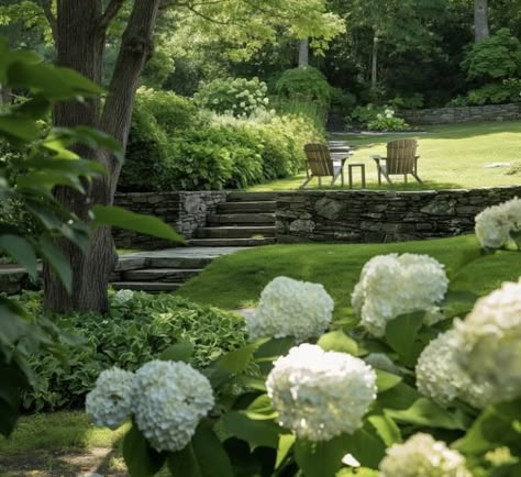 Wealthy Housewife, Hydrangea Landscaping, Beautiful Outdoor Living Spaces, Garden Entrance, Landscape Construction, Front Steps, A Beautiful Flower, Backyard Pool Designs, Garden Pathway