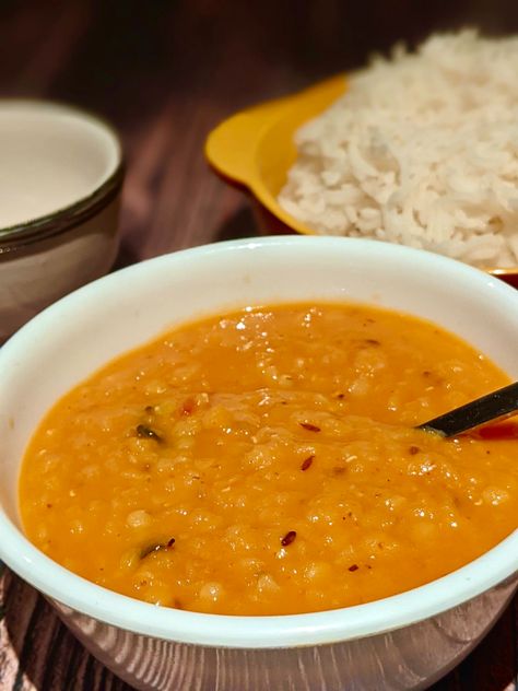 Red Lentil & Coconut Daal (Masoor Daal) - Slice of Happy Coconut Daal, Lentil Coconut, Plain Rice, Green Chilli, Red Lentil, Curry Leaves, Garam Masala, Flatbread, Naan