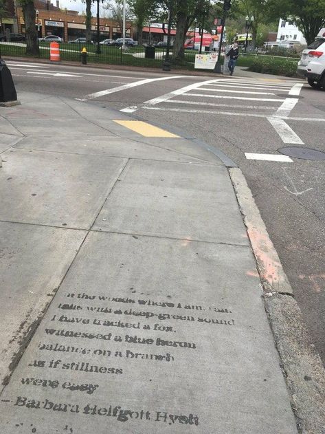 Sidewalk poetry: Love this. I've seen it before and wondered what might be an unexpected way to use this concept in our own neighborhood. Hidden Poetry, Street Poetry, Guerilla Art, Urban Poetry, Poet Laureate, When It Rains It Pours, Langston Hughes, College Projects, National Poetry Month