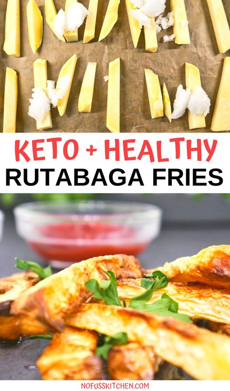 Check out these keto-friendly fries! Rutabaga french fries are low in carbs, but look exactly like fries and taste great! Check out this keto fry recipe to learn how to make low carb fries and enjoy the delicious indulgence! Low Carb Fries, Keto French Fries, Rutabaga Fries, Veggie Fries, Eat Veggies, Low Carb Lunch, Vegetable Peeler, French Fries, Vegan Gluten Free