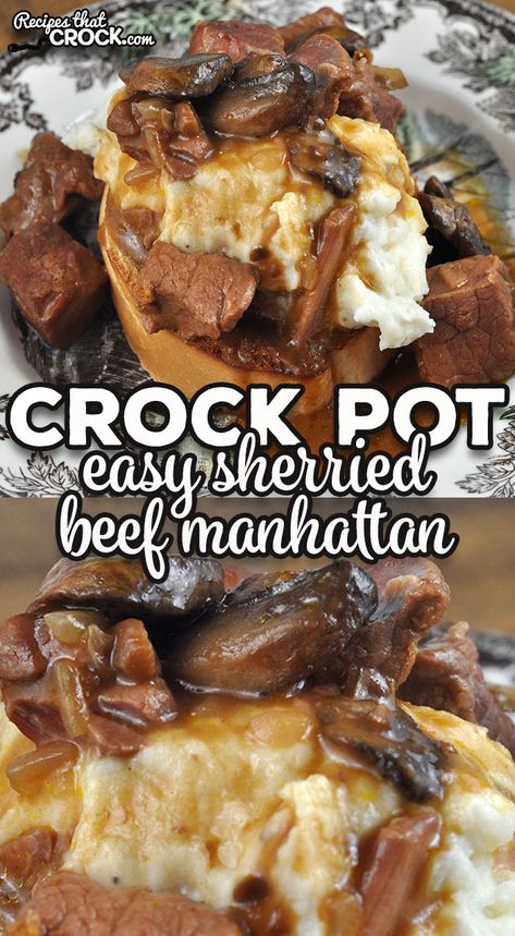 Roast Beef Manhattan Recipe, Beef Manhattan Recipe, Beef Manhattan, Make Mac And Cheese, Slow Cooker Mac And Cheese, Manhattan Recipe, Mac And Cheese Casserole, Slow Cooker Bread, Crockpot Roast