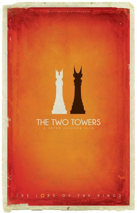 The Lord of the Rings: The Two Towers (2002) by Patrick Connan Art Geek, Two Towers, The Two Towers, Minimal Movie Posters, Movie Posters Minimalist, Alternative Movie Posters, Geek Art, Legolas, Middle Earth