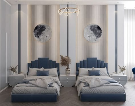 Bedroom Design Blue And White, Children Bedroom Design, Kids Bedroom Interior Design, Childrens Room Ideas, Modern Kids Room Design, Kids Bedroom Furniture Design, Bedroom Behance, Kids Bed Design, Luxury Kids Bedroom