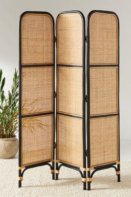 Scarlett Rattan Room Divider Screen | Anthropologie Rattan Room Divider, Rattan Room, Unique Living Room Furniture, Barn Remodel, Bamboo Room Divider, Folding Room Dividers, Screen Room, Room Divider Screen, Dining Room Colors