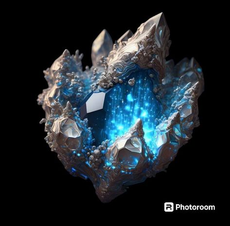 Floating Crystal Fantasy Art, Magic Crystals Fantasy Art, Fantasy Metal Ore, Crystal Magic Art, Fantasy Crystal Art, Magic Crystal Art, Crystal Monster, Fantasy Gemstone, Space Crystal