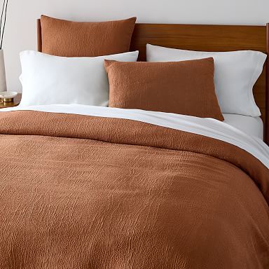 Tencel Cotton Matelasse Duvet, F/Q, Terracotta | West Elm Waffle Duvet Cover, Quilted Sham, Linen Sheets, Linen Duvet Covers, Linen Duvet, European Linens, Twin Duvet, King Duvet, Queen Duvet