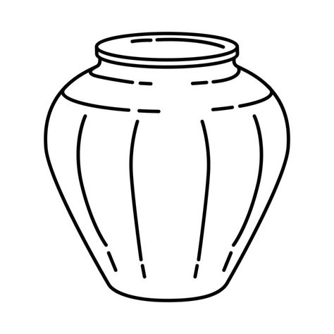 Ceramic Vase Icon. Doodle Hand Drawn or Outline Icon Style How To Draw Vase Step By Step, How To Draw A Vase, Vase Drawing Simple, Vase Doodle, Vase Outline, Pottery Drawing, Ceramic Drawing, Vases Drawing, Vase Clipart