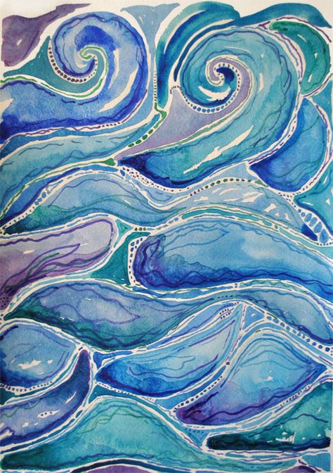 watercolor abstract of the sea: Coastal Decor Abstract Coastal Art, Water Artwork, Ocean Watercolor, Textiles Sketchbook, Ocean Images, Watercolor Patterns, Patterns Art, Simple Watercolor, Abstract Ocean