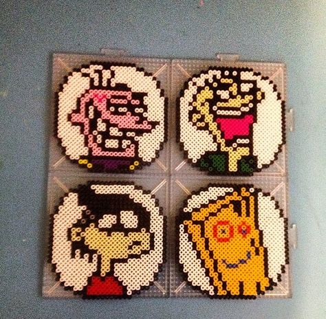 Ed, Edd, and Eddie Ed Edd And Eddy Perler Beads, Perler Beads Cartoons, 90s Perler Bead Pattern, Ed Edd Eddy, Nerdy Perler Beads, Pyssla Ideas, Melted Beads, Easy Perler Bead Patterns, Pixel Beads