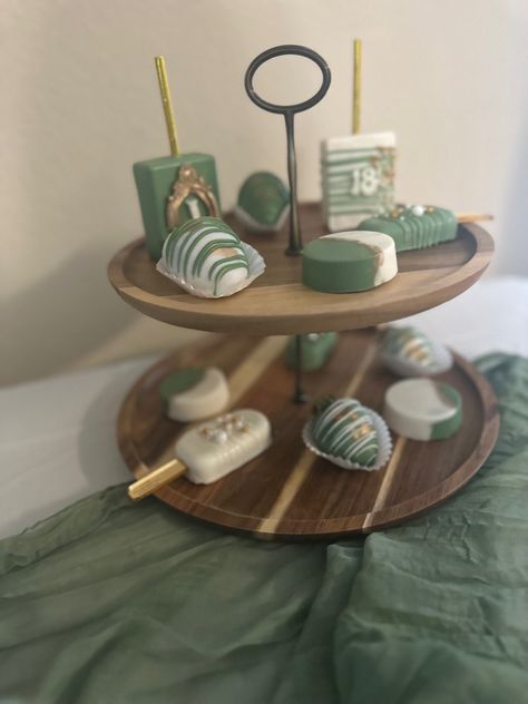 Sage Green And Gold Dessert Table, Sage Green Treat Table, Sage Green Sweets Table, Sage Green Dessert Table, Sage Baby Shower Sweet Table, Sage Green And White Cake Pops, Baptism Dessert Table, Baptism Desserts, Rustic Dessert