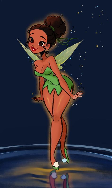 Black Fae, Robert Mccall, Black Disney Princess, Oc Fanart, Black Fairy, Black Cartoon Characters, Black Art Painting, Cartoon Tattoos, Black Anime Characters