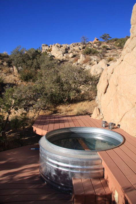 A real hot tub from a cattle watering trough.  I'd need a hot spring nearby first. Cattle Trough Pool, Trough Pool, Trough Bathtub, Cattle Trough, Bathtub Designs, Galvanized Stock Tank, Pallet Pool, Diy Stock Tank, Outdoor Jacuzzi