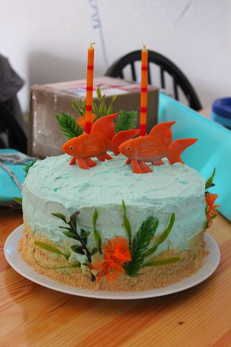 Goldfish Cake Ideas, Goldfish Cake, Goldfish Party, Baby Birthday Cakes, Long Gone, Baby Birthday, Goldfish, Birthday Cakes, No Bake Cake