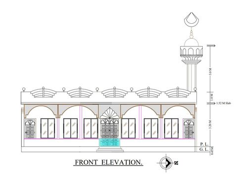 Beautiful small masjid design | Masjid Elevation Small Masjid Design, Small Mosque Design, Small Mosque, Masjid Design, Mosque Drawing, Mosque Design, Home Building, Goal Planning, Front Elevation