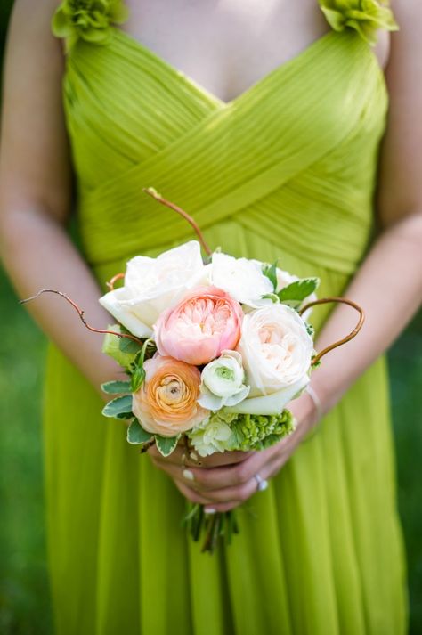 Lime Green Wedding Theme, Green And Peach Wedding, Lime Green Bridesmaid Dresses, Green Wedding Theme, Color Duos, Lime Wedding, Lime Green Weddings, Small Wedding Bouquets, Dream Beach Wedding