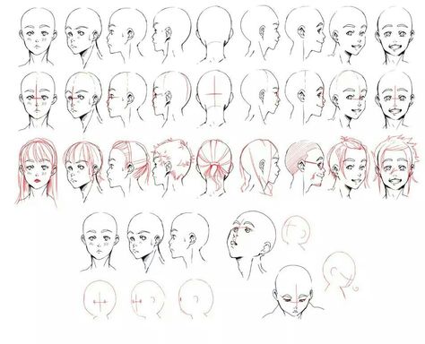 Face rotation Poses Manga, Face Angles, Manga Tutorial, 얼굴 드로잉, Anime Head, Drawing Heads, Drawing Faces, Guided Drawing, Anime Drawings Tutorials