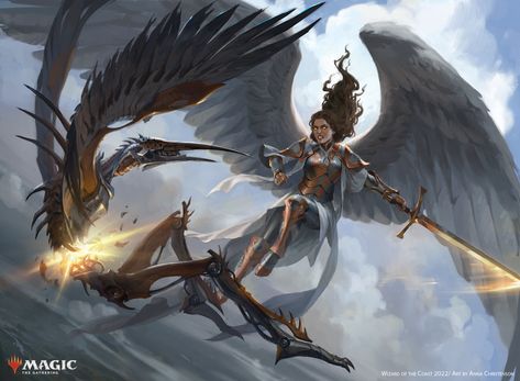 Mtg Dominaria Art, Evil Angel Art, Mtg Angel, Evil Magic, Magic The Gathering Art, Winged People, Mtg Art, Cyberpunk Anime, Angel Warrior