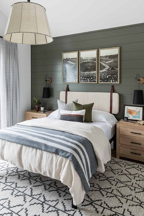 boys-farmhouse-bedroom-ideas-3 Boys Farmhouse Bedroom, Green Boys Room, Mindy Gayer Design, Boy Room Paint, Boys Room Design, Big Boy Bedrooms, Boy Bedroom Design, Teen Boy Bedroom, Big Boy Room