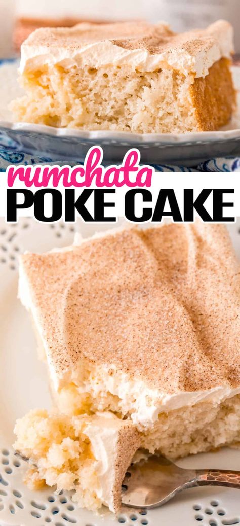 Pina Colada Poke Cake Recipe, Award Winning Desserts, Rumchata Recipes, Cake Ball Recipes, Alcoholic Desserts, Frosting Recipes Easy, Boozy Desserts, Poke Cake Recipes, Poke Cakes