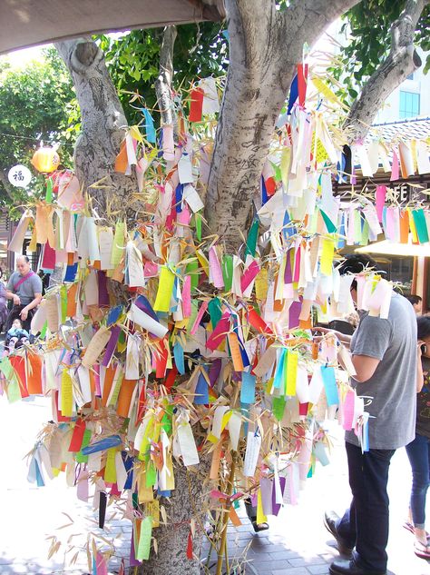 L.A. Japanese Village  Wish Tree Wish Tree Ideas For School, Japanese Wishing Tree, Community Places, Wish Tree, 7th Grade Art, Japanese Village, Collaborative Art Projects, Wishing Tree, Holidays Around The World