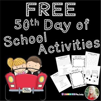 FREE 50th Day of School Activities 50 Day Of School Activities, 50s Day Activities, 50s Day Activities Kindergarten, 50th Day Of School Activities, 50th Day Of School Preschool, 50s Day Craft Kindergarten, 50 Days Of School, 50 Days Of School Ideas Kindergarten, 50s Day Kindergarten