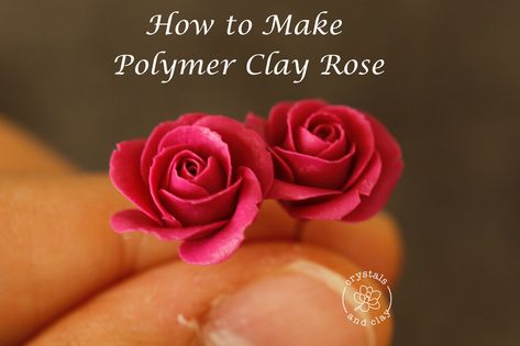 (1) How to make a realistic polymer clay rose – Crystals and Clay Jewelry DIY How To Make Polymer Clay Roses, Polymer Rose Tutorial, Polymer Clay Jewelry Pendants, How To Make Flowers Out Of Polymer Clay, Polymer Clay Roses Tutorial, How To Use Polymer Clay Tutorials, How To Make Polymer Clay Canes, Polymer Clay Rose Tutorial, Clay Animal Tutorial