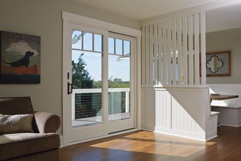 Get the look of traditional French doors, and the space-saving features of a gliding door! Sliding Door Options, Exterior Sliding Door, Sliding French Doors Patio, Wood Patio Doors, Andersen Doors, Traditional French Doors, French Patio Doors, Hinged Patio Doors, Sliding Patio Door