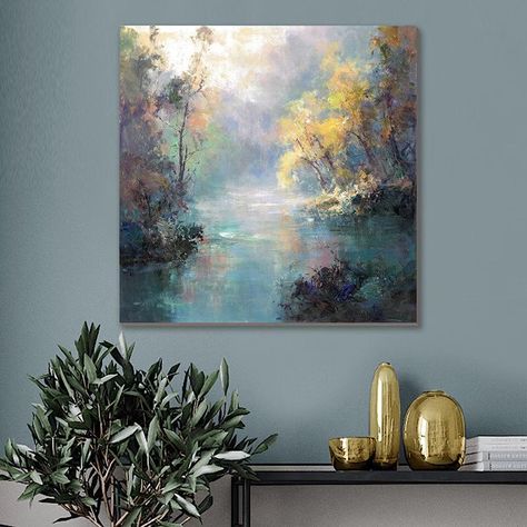 Reflection Abstract, Fall Canvas Painting, Large Canvas Painting, Small Canvas Paintings, Canvas Painting Ideas, Office Area, Simple Canvas Paintings, Canvas Painting Landscape, Easy Canvas Painting