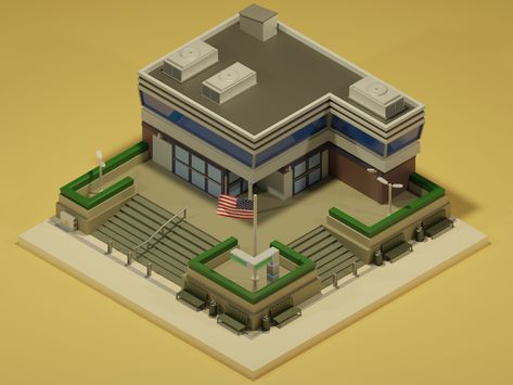 Police station GTA5 (in day) (blender artwork) Police Minecraft Build, Minecraft Police Station Ideas, Minecraft Police Station, Blender Artwork, Minecraft Creative, 3d Building, Minecraft Creations, Police Station, Gta 5