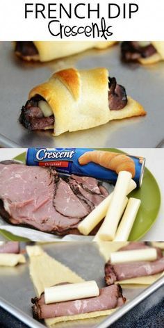 Au Jus Sauce, French Dip Crescents, Jus Sauce, Roast Beef Sandwich, Cheese All, Crescent Recipes, Beef Sandwiches, Crescent Roll Recipes, Crescent Dough