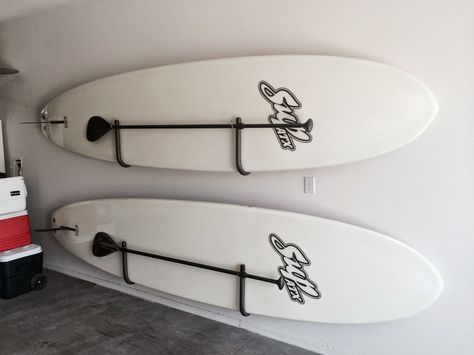 Paddleboard storage | Paddleboard Storage Racks | SUP Racks | Customer Photos                                                                                                                                                                                 More Paddle Board Storage, Surfboard Wall Rack, Paddleboard Rack, Surfboard Storage, Garage Racking, Kayak Storage Rack, Board Rack, Kayak Storage, Surfboard Wall