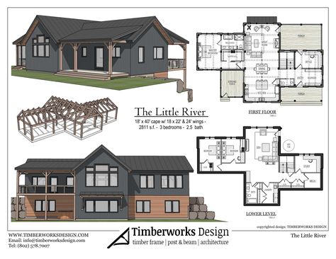 Open Concept Kitchen Dining, Timber Frame Home Plans, Lake Front House Plans, Timber Frame Plans, Timber Frame House, Beam Structure, Log Home Designs, Frame House, Mountain Modern