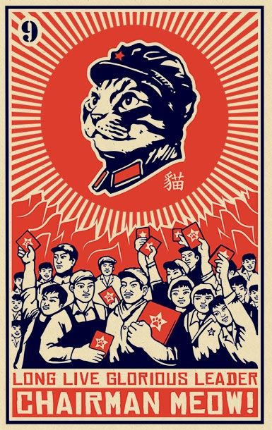 Funny Propaganda Posters, Kevin Mccormick, Chairman Meow, Posters Funny, Communist Propaganda, Poster Cat, Propaganda Poster, Propaganda Art, Matchbox Art