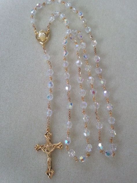 Diamond Rosary, Diy Rosary Necklace, Rosary Ideas, Rosary Jewelry, Bead Rosary, Gold Rosary, Rosary Necklace, Rosary Chain, Fancy Jewellery