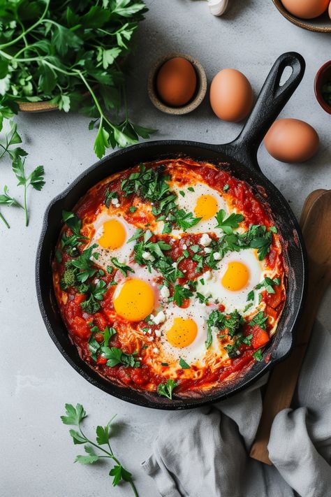 "Unveil the Flavors: Shakshuka with Roasted Cauliflower and Tahini Drizzle Recipe" #mediterraneandiet Shashuksha Eggs, Shakshuka Video, Shashuksha Recipe, Italian Shakshuka, Healthy Shakshuka, Winter Lunch Ideas, Tahini Drizzle, Shirred Eggs, Drizzle Recipe