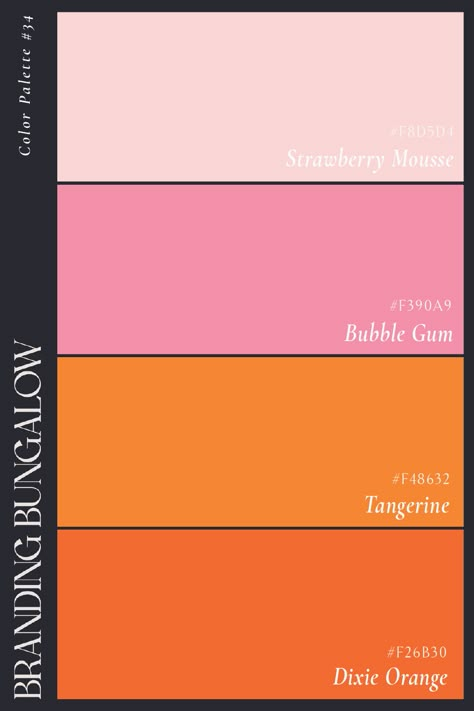 Pink And Orange Color Palette Hex Codes, Pink Orange Pallete, Girly Color Pallete, Yellow Orange Pink Color Palette, Orange Pink Brown Color Palette, Color Palette Orange Pink, Girly Color Schemes, Pink And Orange Instagram Feed, Color Palette Girly