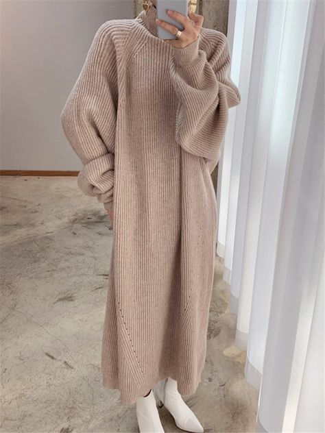 Thick Winter Women'S Dress 2021 Fall Sweater Women Dress Long Sleeve  Knitted Dresses Maxi Vintage Sweater Dress Maxi, Winter Sweater Dresses, Fall Sweaters For Women, Goth Outfit, Sweater Maxi Dress, Boho Sweater, Long Sweater Dress, Women Sweaters Winter, Winter Pullover