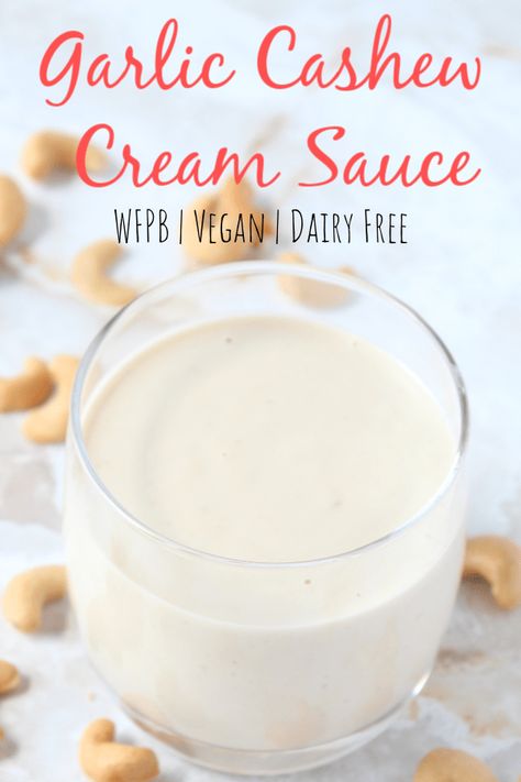 Garlic Cashew Cream Sauce Recipe - Simply Plant Based Kitchen Sour Cream Sauce For Tacos, Healthy Alfredo Pasta, Cream Sauce For Tacos, Sauce For Tacos, Healthy Alfredo, Cashew Cream Recipe, Vegan Board, Cashew Cream Sauce, Vegan Sauce