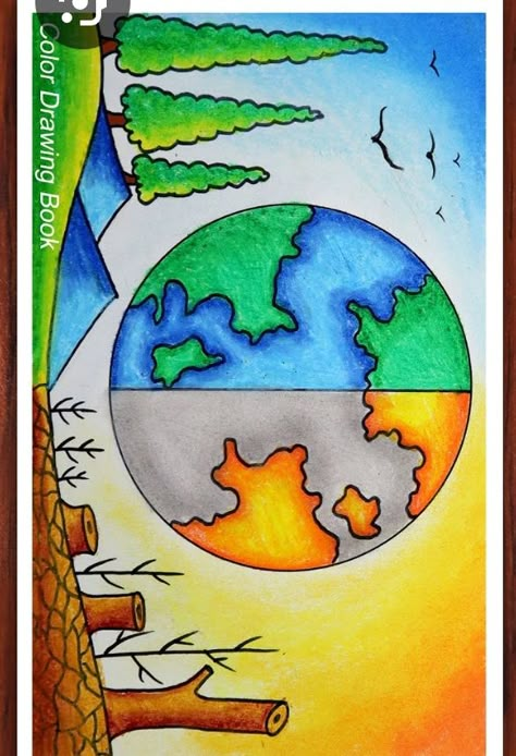 Save Environment Poster Drawing, Environment Drawing Ideas, Nature Drawing For Kids, Easy Nature Drawings, World Environment Day Posters, Save Earth Drawing, Save Water Poster Drawing, Save Water Poster, Earth Day Drawing