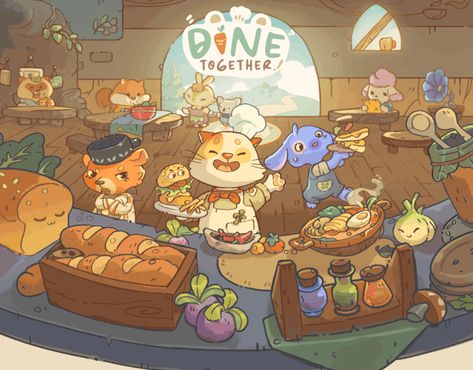 Unpacking Game, Video Game Illustration, Dine Together, Aesthetic Games, Restaurant Game, Idle Game, Cozy Games, Cat Game, Town Ideas