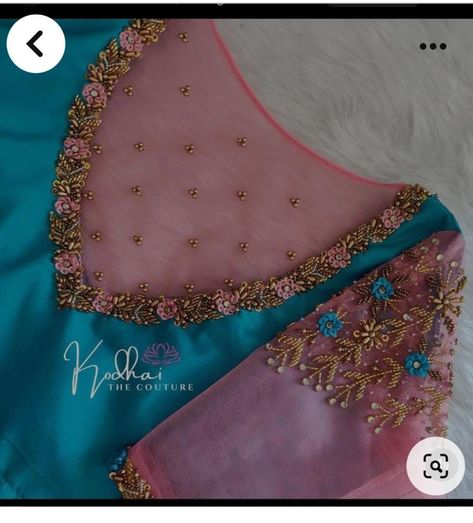 Network Blouse Design, Magam Work Blouses Latest For Bride, Net Blouse Design For Lehenga, Aari Work Blouse Net Design, Net Blouse Hand Designs Pattern, Blouse With Net Designs, Aari Work Blouse With Net, Pink Net Blouse Designs, Net Blouse Designs Aari Work