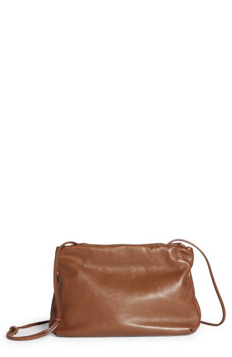 The Row Bourse Leather Shoulder Bag available at #Nordstrom Lambskin Leather, Leather Shoulder Bag, Fashion Bags, The Row, Leather Bag, Zip Pockets, Shoulder Strap, Designer Handbags, Nordstrom