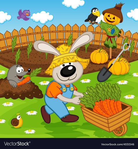 Rabbit And Carrot Drawing, Carrot Drawing, Cartoon Garden, Kids Art, Drawing For Kids, Png Images, Art For Kids, Adobe Illustrator, Carrots