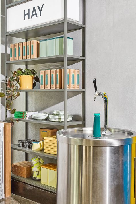 Sweetgreen and Hay Launch Collaboration to Sell Home Goods at New NYC Location - Eater Hay Shelving Unit, Moma Store, Hay House, Waffle House, Perfect Squares, Rooftop Restaurant, Kitchen Scale, Cool Store, Retro Color