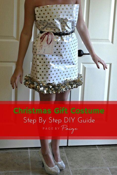 Wrapping Paper Dress, Paper Dress Diy, Christmas Present Costume, Christmas Gift Costume, Diy Christmas Outfit, Paper Costume, Balayage Ideas, Diy Christmas Presents, Diy Wrap