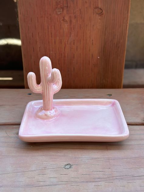 Decorate A Bathroom, Whimsical Pottery, Ceramic Cactus, Air Clay, Pottery Inspo, Beginner Pottery, Trinket Holder, Clay Things, Air Dry Clay Projects