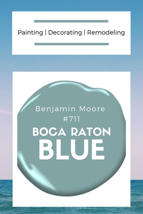 Boca Raton Blue Benjamin Moore, Blue Benjamin Moore, Coordinating Paint Colors, Office Wall Colors, Kitchen Cabinets Color Combination, White Ibis, Beige Paint Colors, Key West Style, Coastal Dining Room