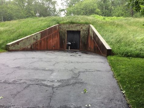 Bunker Entrance, Philip Johnson Glass House, Hidden Staircase, Underground Bunkers, Story Concepts, New Canaan Connecticut, Stone Building, Underground Bunker, Philip Johnson